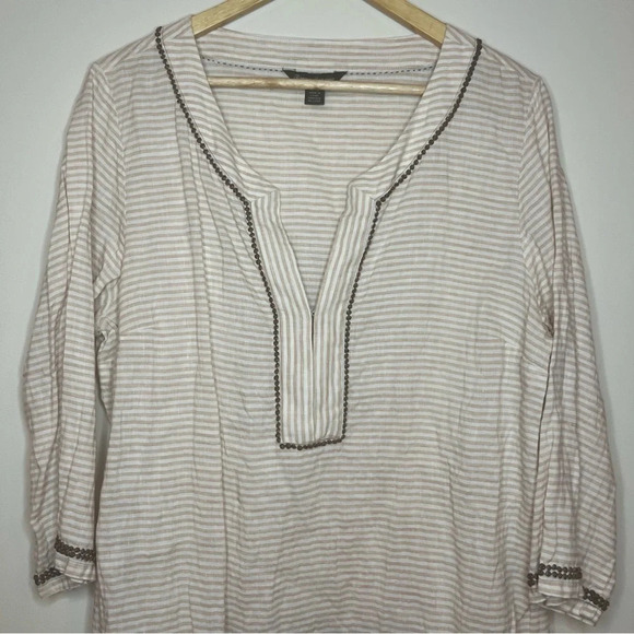 TOMMY BAHAMA Beachy Boho Linen Stripe Tunic Top - Picture 4 of 10